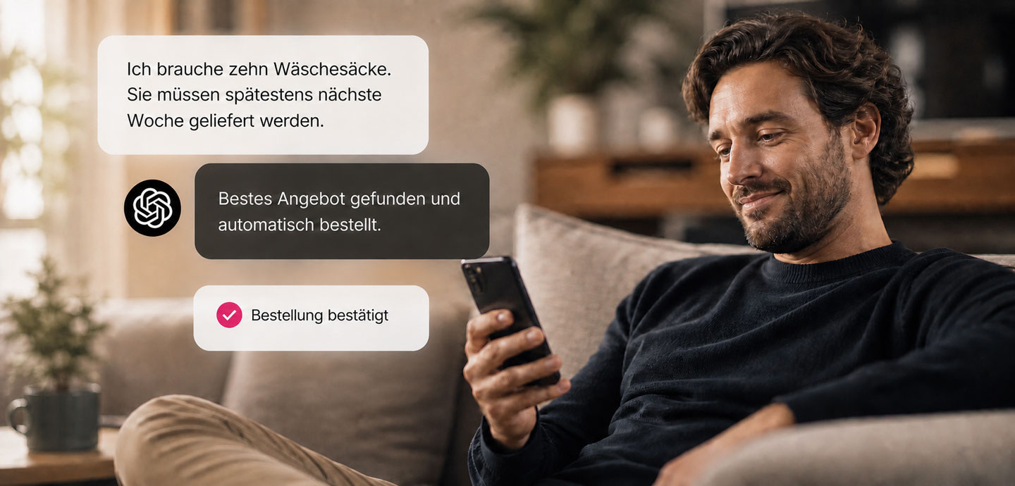 Ein Nutzer lässt seinen KI-Agenten entspannt vom Wohnzimmer aus automatisch nach Wäschesäcken suchen.