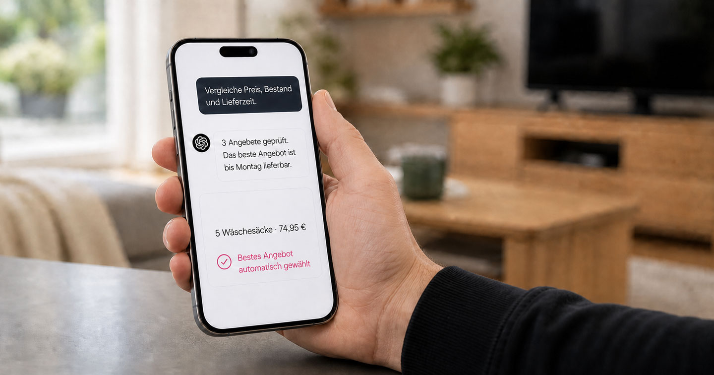 Der KI-Agent vergleicht Preis, Bestand und Lieferzeit und wählt automatisch das beste Shopware-Angebot